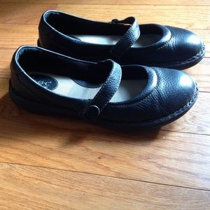 Black leather slip-on