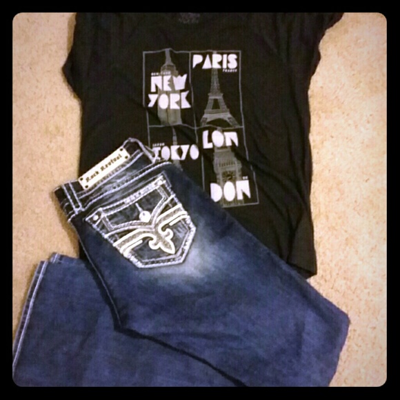 Rock Revival Jeans sz 29 and large hi low tee