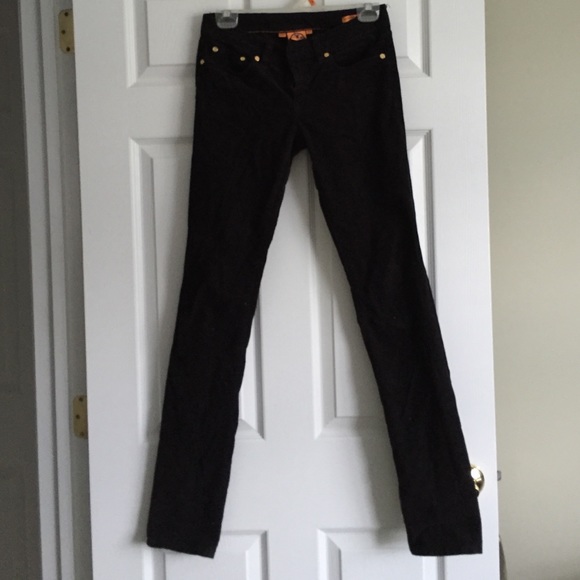 Tory Burch "ivy" skinny black corduroy jeans