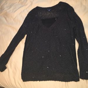 American Eagle black sparkly sweater