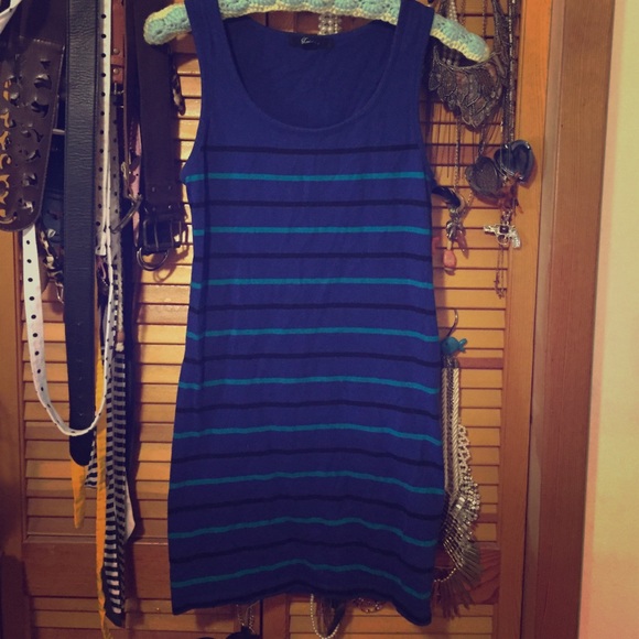 Blue striped bodycon dress