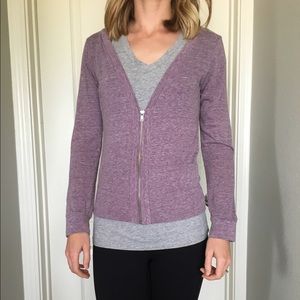 BDG Purple Heathered Zip Cardigan