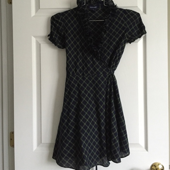Ralph Lauren navy plaid wrap dress