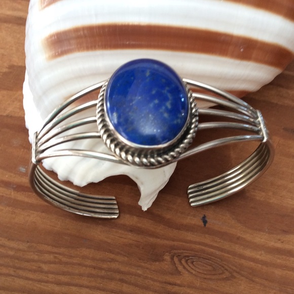 Vintage Jewelry - Vintage blue lapis sterling silver bracelet