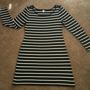 Long sleeve black & white stripped dress