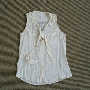 Gap xsmall sheer sleeveless button up bow blouse