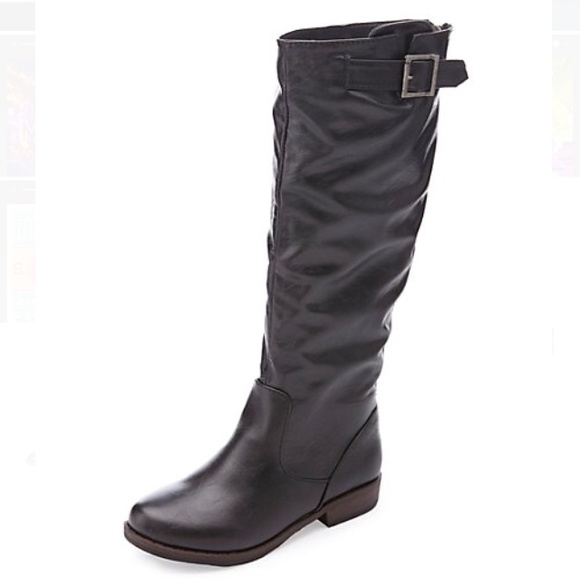 Charlotte Russe Shoes - Belted flat knee high riding boots