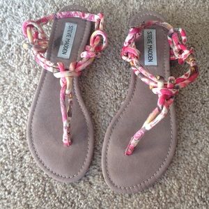 tan/coral flip flops