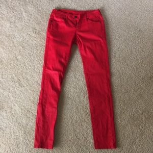 Mango bright red leather jeans