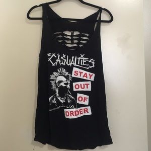 Black Heart The Casualties distressed Band Tank