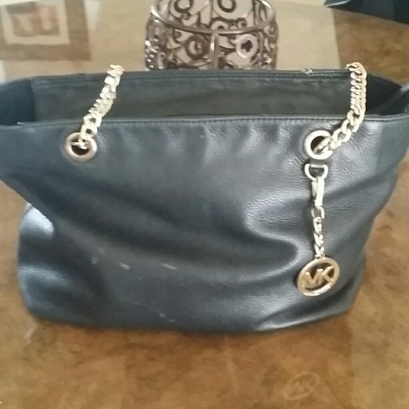 Michael Kors Black leather large shoulder tote