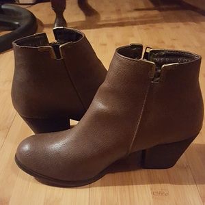 Brown leather booties