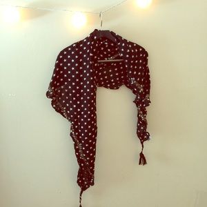 navy star scarf / gold trim detail / Anthropologie