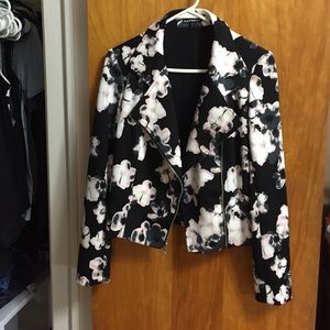 Express floral print moto jacket