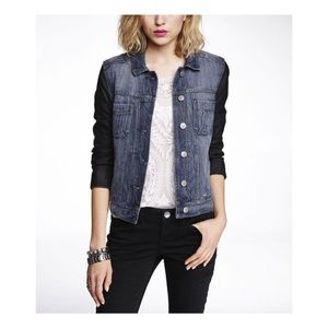 Denim jacket with leather