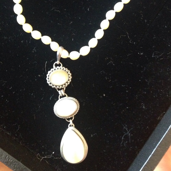 Mother of pearl and pearl sterling silver necklace