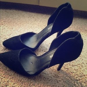 Suede D'orsay black heels sz 6.5