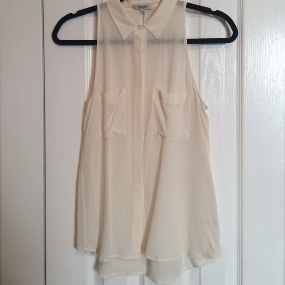 Madewell cream sleeveless blouse 100% silk
