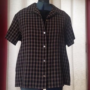 Liz Claiborne black checkered blouse