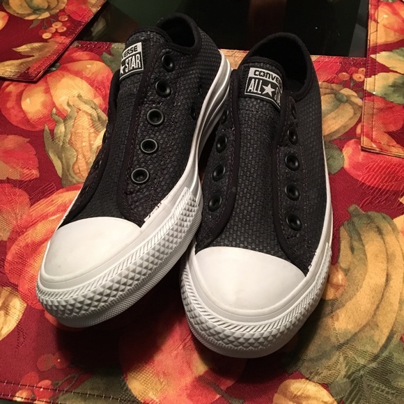Grey/black converse slip on