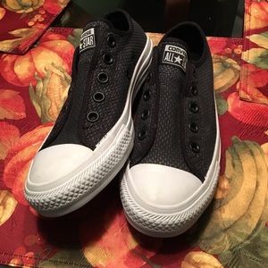 Grey/black converse slip on