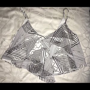 Black and white line pattern crop top