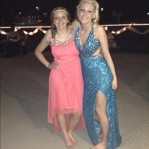Pink high low prom dress