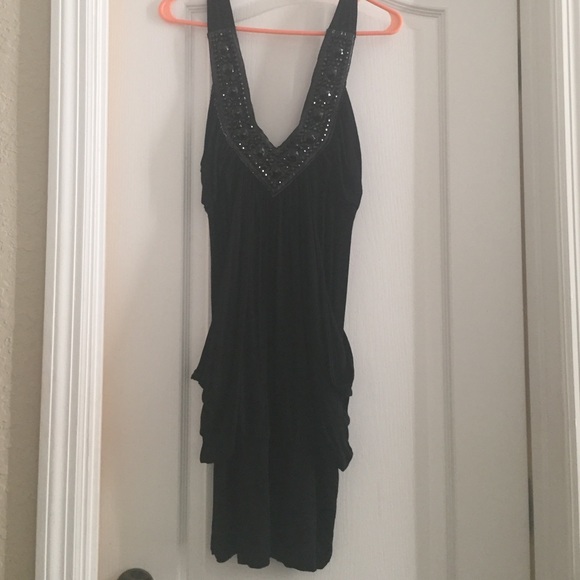 Cute rhinestone accent little black dress