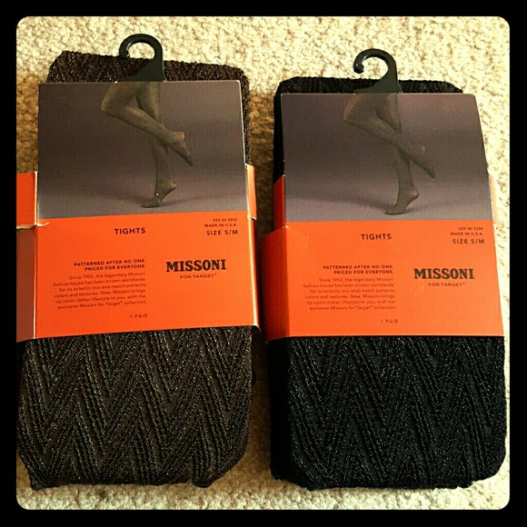 2 pair missoni tights black brown