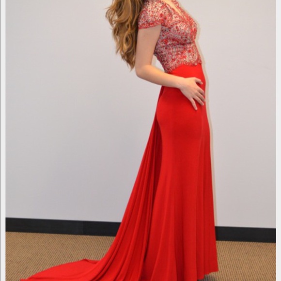 Red Sherri hill gown