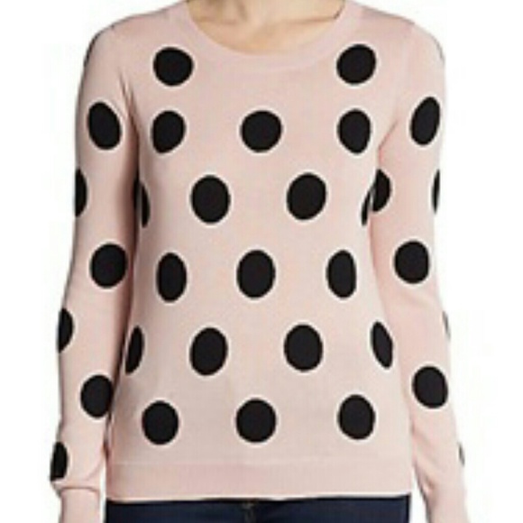 Saks polka dot sweater women blush pink Large