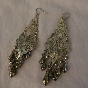 Dangle gold (c.z.) earrings