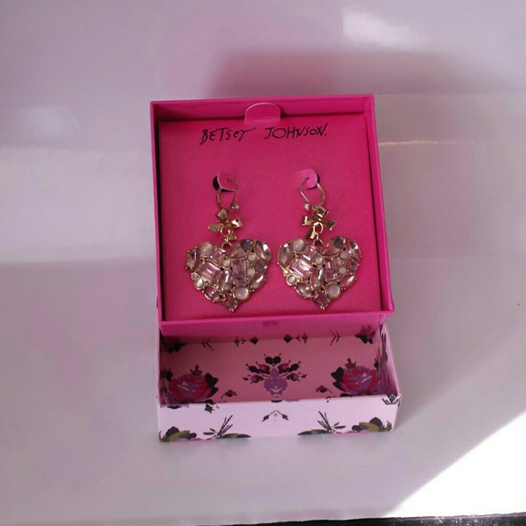 Betsey Johnson Heart Drop Earrings
