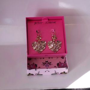 Betsey Johnson Heart Drop Earrings