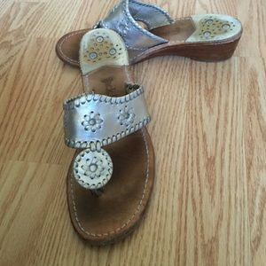 Jack Rogers platinum Navajo mini wedge size 8