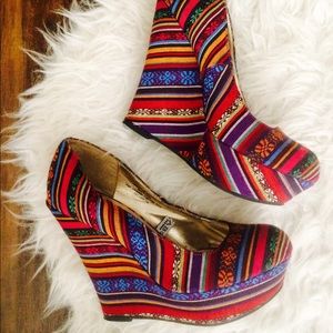 Tribal Heels Wedges Boho Hippie Festival