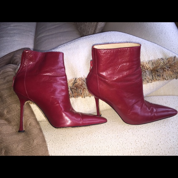 Manolo Blahnik Red Ankle Boots EU 38.5