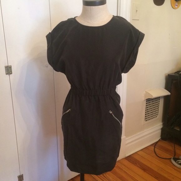 H&M black mini dress with zipper detail