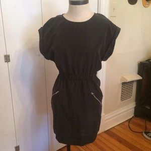 H&M black mini dress with zipper detail