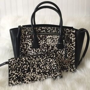 Authentic calf hair satchel