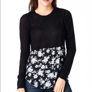 Black and white Floral Waist Top