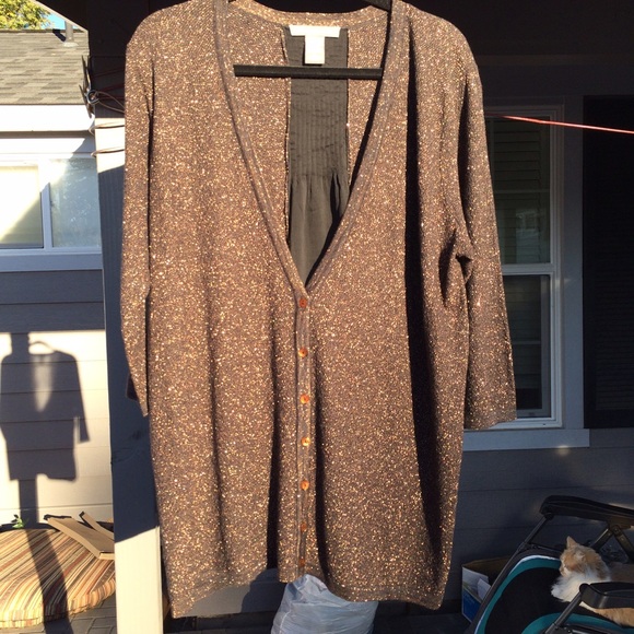 NWOT Brown & Gold Shimmery Cardigan - Picture 1 of 4