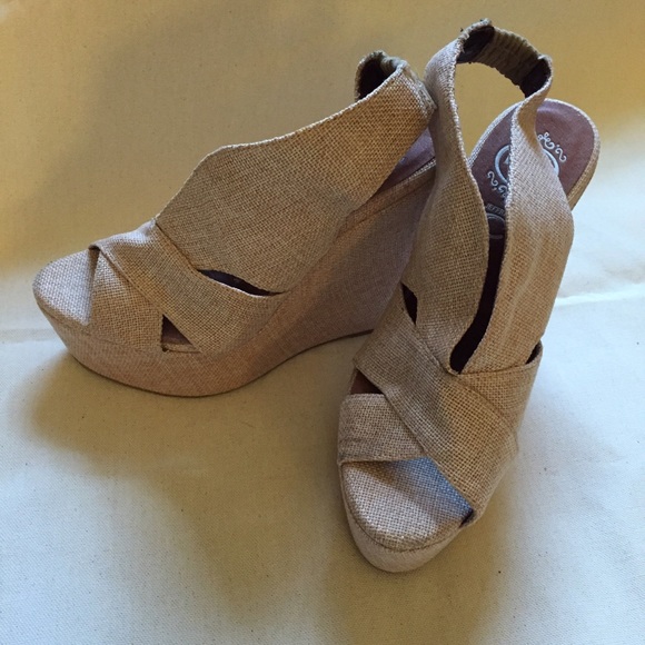 Jeffrey Campbell blush pink jute canvas  platforms - Picture 1 of 4