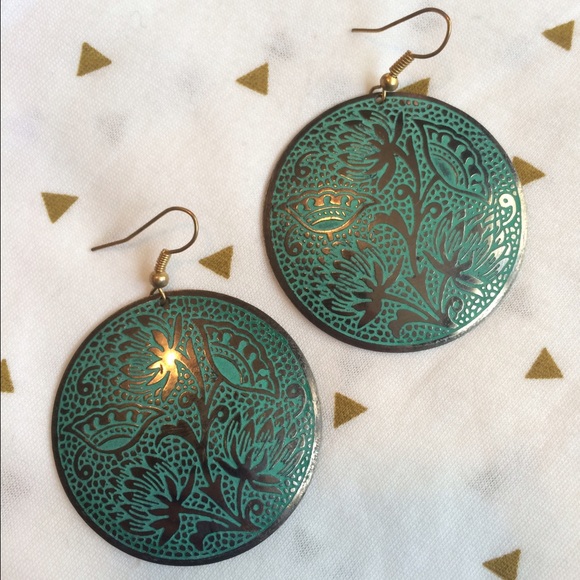 Gold & teal earrings!
