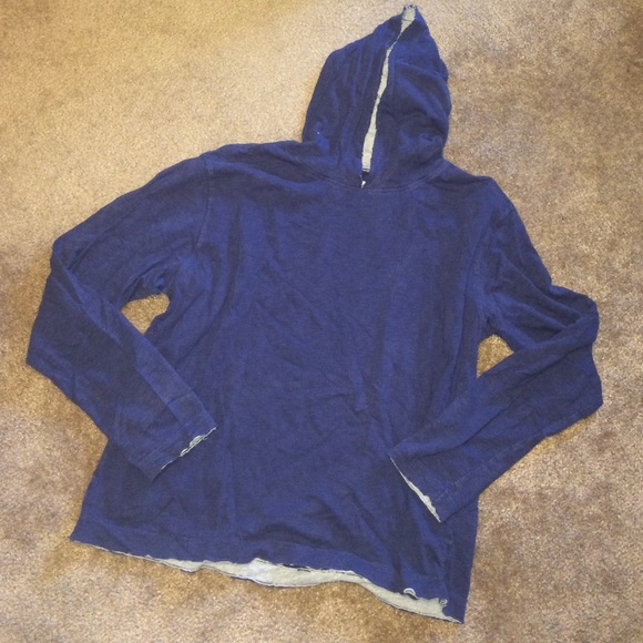 GAP Navy Distressed Hooded Shirt SZ XL Men's