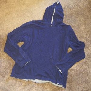 GAP Navy Distressed Hooded Shirt SZ XL Men's