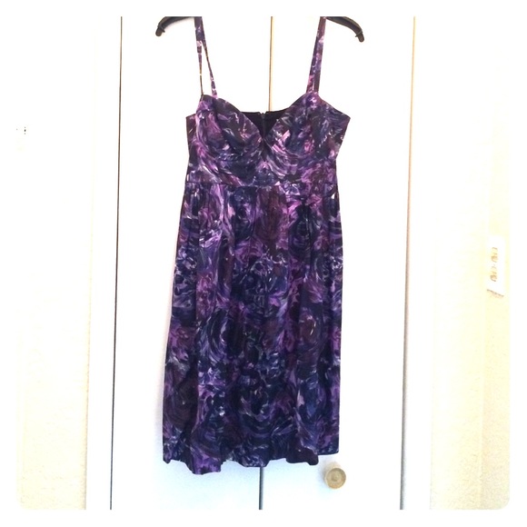 REBECCA TAYLOR Purple floral corset dress