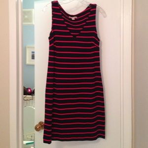 Navy and red striped Banana Republic dress