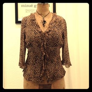 Vintage Sunny Leigh Silk Leopard Print Blouse