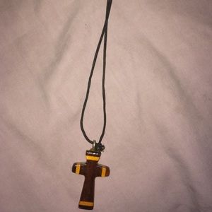 Wooden cross necklace